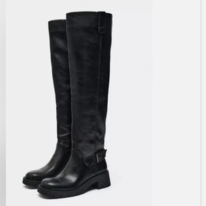 Zara Black Combat & Moto Boots